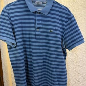 Lacoste Men's Blue Striped Polo Shirt
